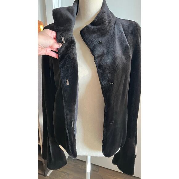 Genuine Black Sheared Mink Real Fur Luxury Coat Jacket Bell Sleeve Authentic 6 - Picture 10 of 16